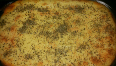 Macarrão de forno com purê de batata