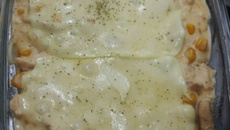 Macarrão com maionese e frango simples