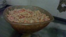Salada de macarrão com presunto