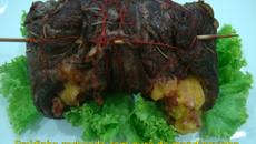 Fraldinha recheada com purê de mandioquinha