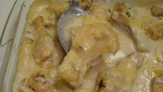 Frango ao creme de cebola