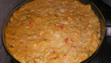 Purê de batatas com frango desfiado