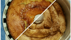 Bolo de banana com doce de leite