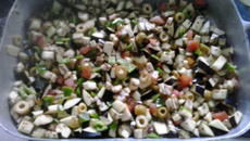 Salada de berinjela com lagarto