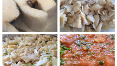 Bacalhau com batatas e molho de tomates