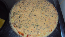 Pizza de estrogonofe de frango