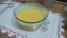 Creme de abóbora cabotiá com creme de leite e bacon