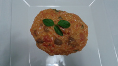 Risoto de filet mignon com tomate pelado