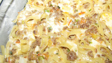 Macarrão ao molho bolonhesa com palmito