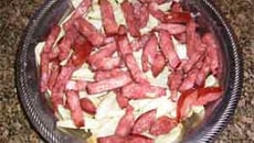 Inhame com calabresa