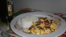 Ovos mexidos com bacon