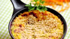 Peixe desfiado gratinado com amaranto - sem glúten