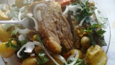 Fraldinha com mostarda e batata portuguesa