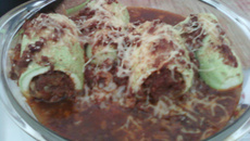 Abobrinha recheada com carne moída