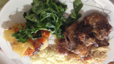 Costela de boi com legumes e agrião na pressão