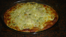 Souflé de abobrinha com frios e queijo branco