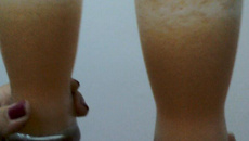 Suco de laranja com leite em pó