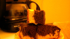 Bolo mesclado de laranja e café