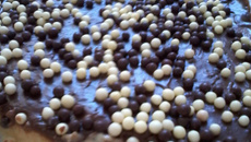 Creme de bananas com cobertura de chocolate