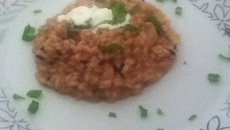 Risoto de pera e gorgonzola perfumado com limão siciliano e hortelã