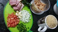 Arroz de talos de brócolis à moda do Bessa