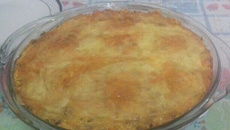 Torta de fubá com carne moída e presunto defumado