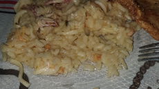 Risoto de lula e camarão