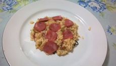 Risoto de calabresa a cerveja