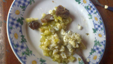 Maxixe com creme de leite e carne moida