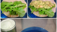 Wrap integral com rúcula, presunto magro e guacamole