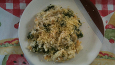 Risoto de bacalhau com brócolis