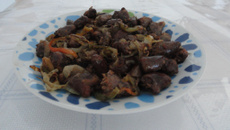 Coração de frango assado