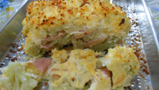 Couve-flor recheada com presunto e queijo