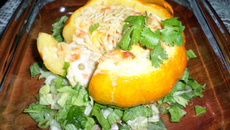 Moranga recheada com arroz e catupiry