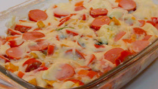 Salsicha gratinada
