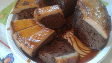 Pudim com bolo de chocolate