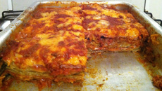 Lasanha de berinjela à milanesa