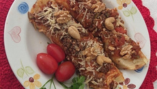 Panqueca de carne com nozes e castanha de caju