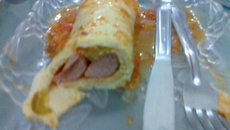 Panqueca de soja com salsicha