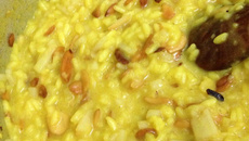 Risoto milanês com amêndoas flambadas