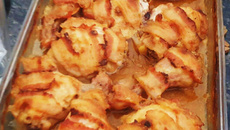 Frango na cerveja com bacon