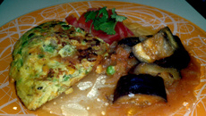 Omelete com ervilhas frescas e açafrão