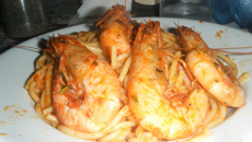 Espaguete com camarão ou lagosta