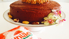Bolo de chocolate com frutas secas