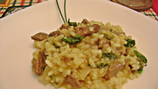 Risoto de carne e rúcula