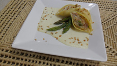 Conchas ao creme de aspargos e molho de champagne da Abima