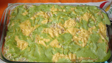 Macarrão penne ao molho branco e frango desfiado