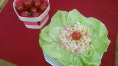 Tártaro de vegetais com surimi 