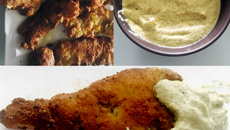 Filé de peixe empanado com ervas e molho tártaro especial