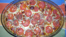 Lasanha de guisado com caldo de legumes